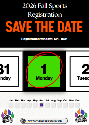 2026 Fall Sports Registration: SAVE THE DATE Registration Window June 1 to August 31